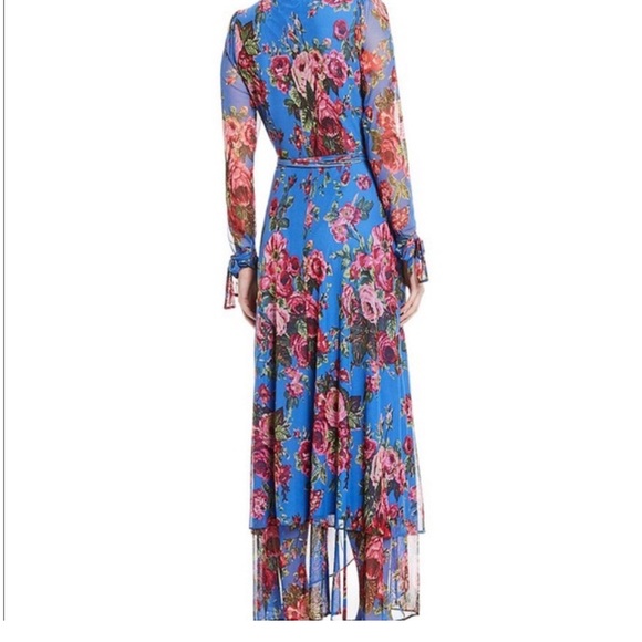 Beautiful Betsey Johnson Blue,pink,Red Floral Mesh Chiffon Wrap Maxi Dress US 8 - Picture 4 of 7